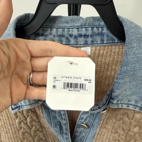 Altar'd State Blue and Tan Women Jean Jacket - Picture 6 of 8